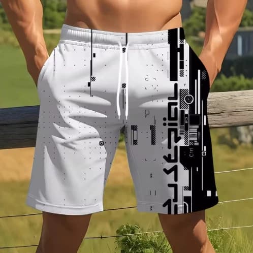 Summer Coconut Tree Pattern Men's Swim Trunks Fashion Beach Vacation 3D Printed Shorts Loose Breathable Shorts