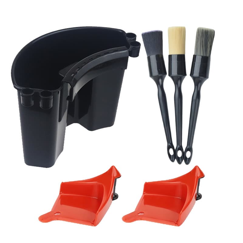 Car Wash Tool Set, Car Wash Bucket Side Storage Hanging Bucket, Car Tire Wheel Stop, Car Wash Detail Brush 3-Piece Set