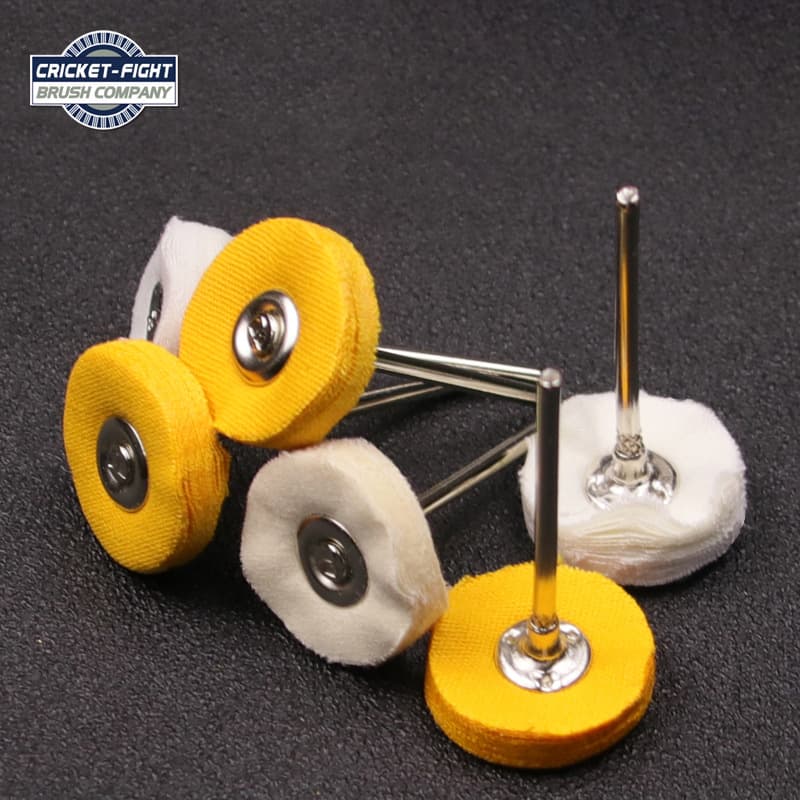 2.35mm Handled White Cloth Wheel, Mini Yellow Cloth Wheel, Off-White/Bleached Small Polishing Cloth Wheel, Electric Grinding Head Polishing Wheel