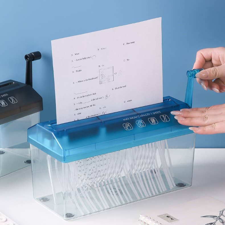 A4 Small Strip Shredder for Financial Documents with High-Level Confidentiality, Desktop A6 Paper Shredder