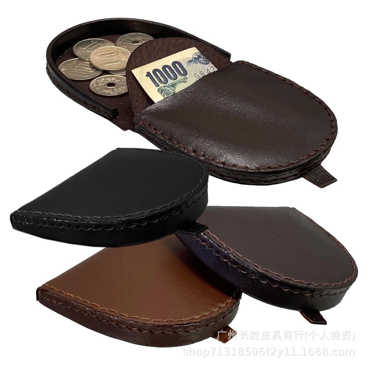 Cross-border genuine leather men's mini coin purse, business solid color, simple, portable, compact and durable coin bag