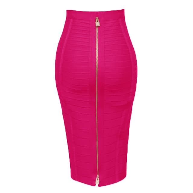 Amazon AliExpress 16-Color Bandage Skirt Striped Zipper Double-Slit Sexy High-Waist Bodycon Skirt Half Skirt