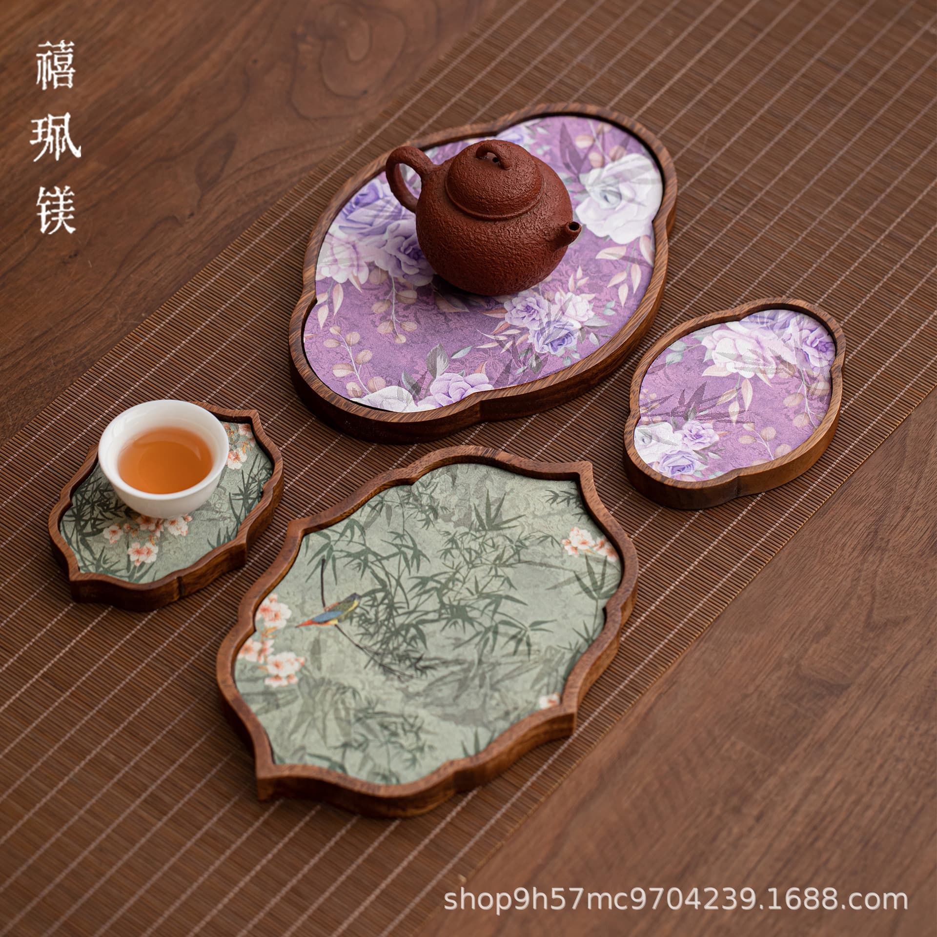 Xipeimei Tea Boat Walnut Wood Solid Wood Dry Brewing Plate, High-end Waterproof Tea Mat Small Tea Tray Gongfu Tea Set Base