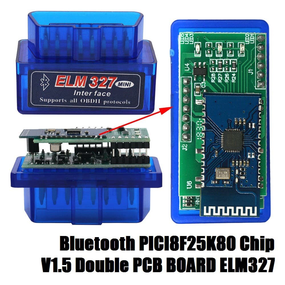 Dual-board Bluetooth V1.5 ELM327 PIC18F25K80 chip ELM 327 car diagnostic instrument OBD2 code reading
