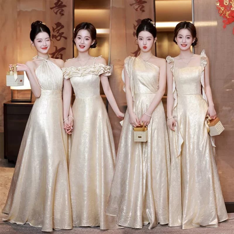 Champagne color bridesmaid dress 2026 new annual meeting feeling gilded temperament sister group bridesmaid dress usually wear dress for women