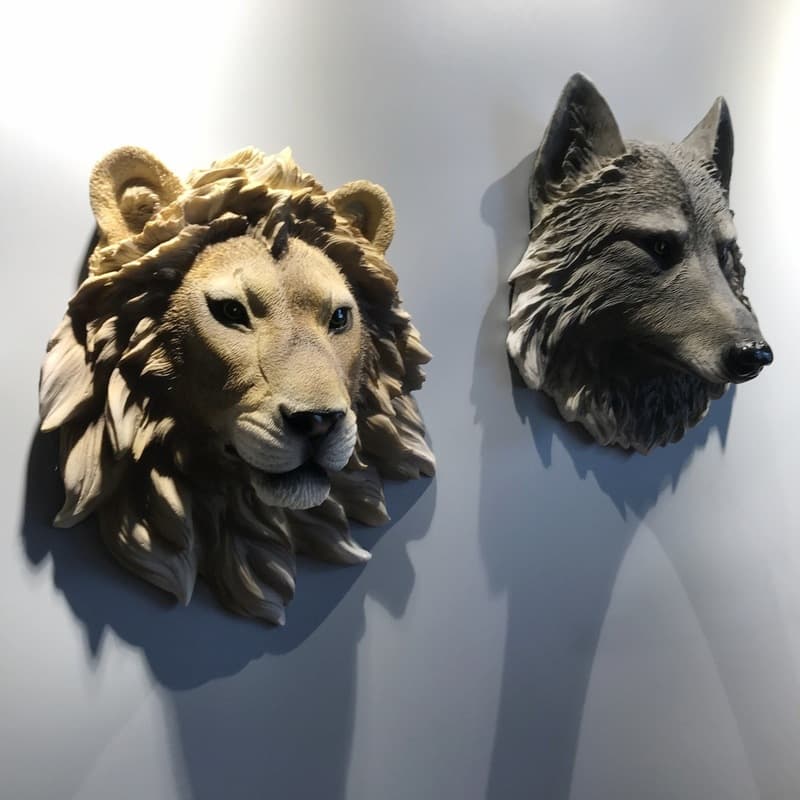 Vintage Wall Decor Bar KTV Hanging Animal Head 3D Wall Art Background Decoration Cross-Border Dropshipping
