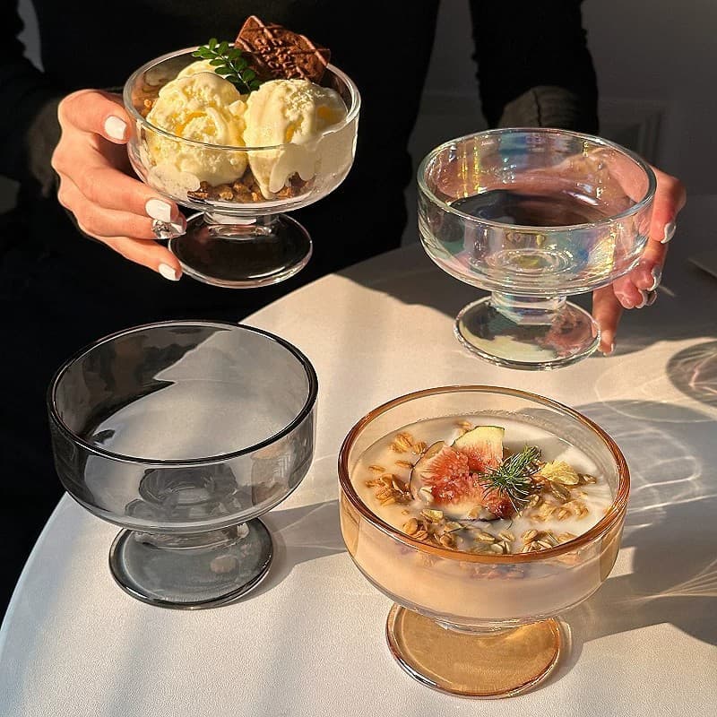 ins style dessert bowl ice cream ball cup glass dessert bowl tall dessert bowl shaved ice dessert bowl bird's nest bowl