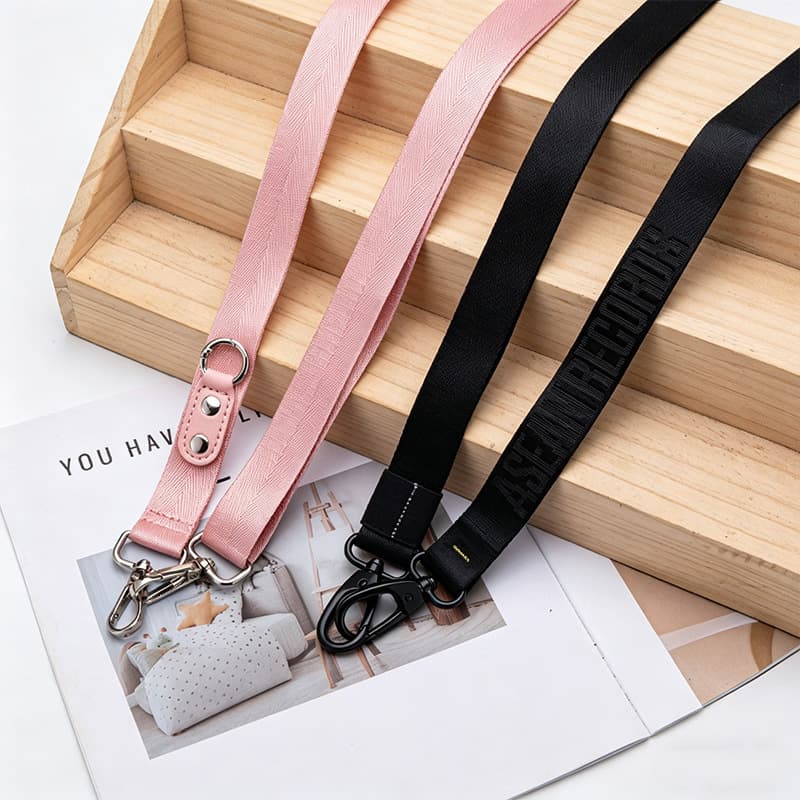 Cross-Break Anti-Loss Lanyard Polyester Lanyard Solid Color Multi-Purpose Employee Work Badge Holder Neck Strap