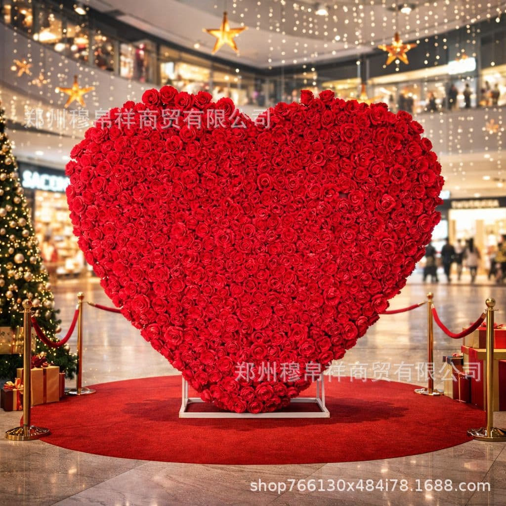 Cross-border Heart-shaped Arch Cloth-backed Heart Flower Wall Artificial Flower Wall Wedding Heart Background Love Arch Source Factory