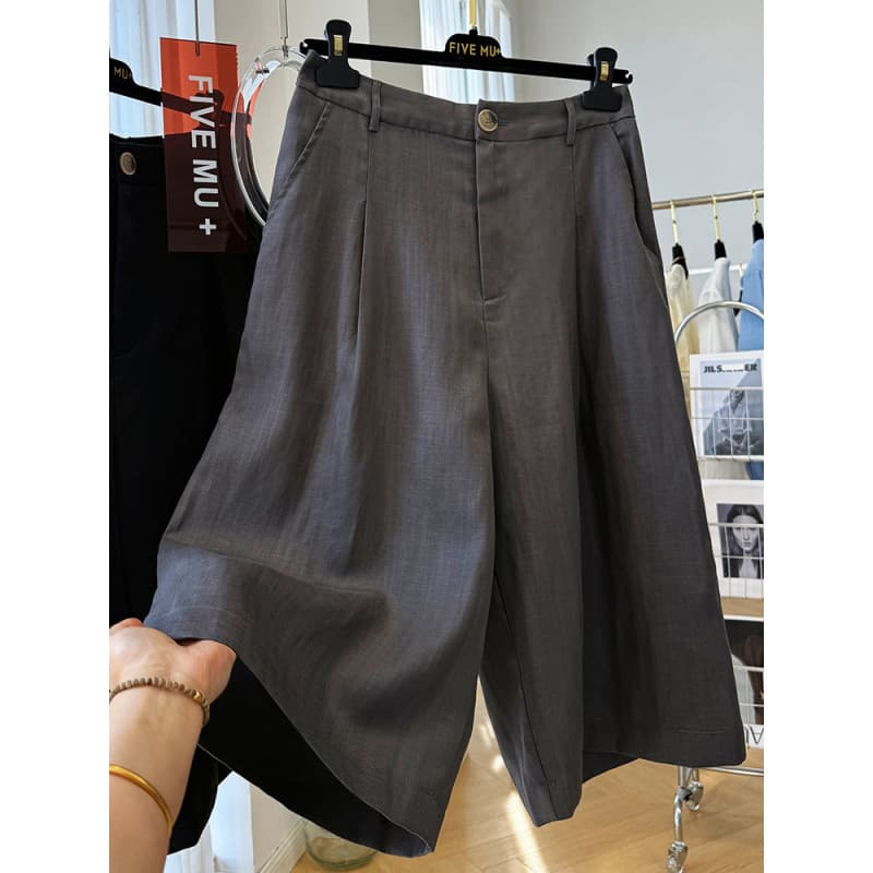Premium Tencel Linen Blend Casual Pants for Women Summer Loose Straight Wide Leg Capri Cropped Pants