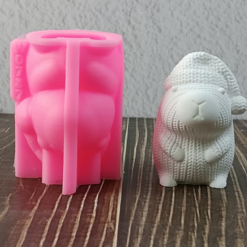 Knitted Mouse Ornament Candle Plaster DIY Plaster Ornament Candle Holder Silicone Mold W0787