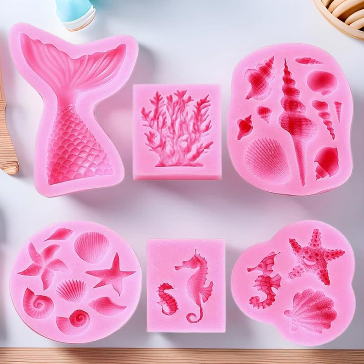 Cross-border Marine Life Shell Coral Mermaid Tail Handmade DIY Cake Chocolate Decoration Small Accessories Silicone Mold