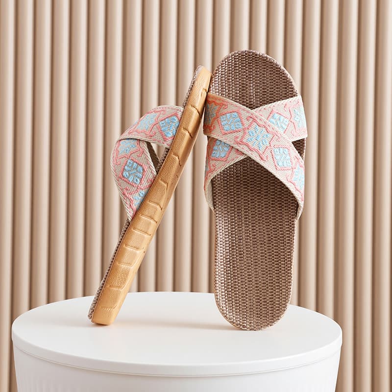 FL Four Seasons Linen Slippers Wholesale Odor-Resistant Anti-Slip Indoor Cotton Linen Sandals for Women Outdoor Wear Home Quiet
