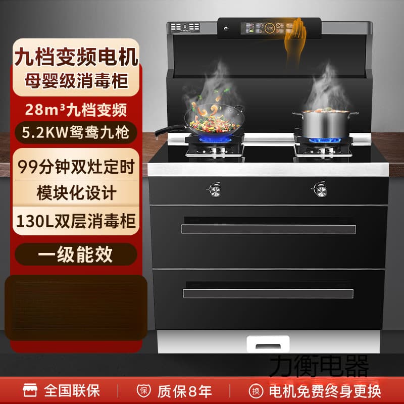 New Haotaitai Smart Integrated Stove Home All-in-One Stove Variable Frequency Range Hood Side Suction Downward Exhaust Strong Flame Stove with Steam Oven