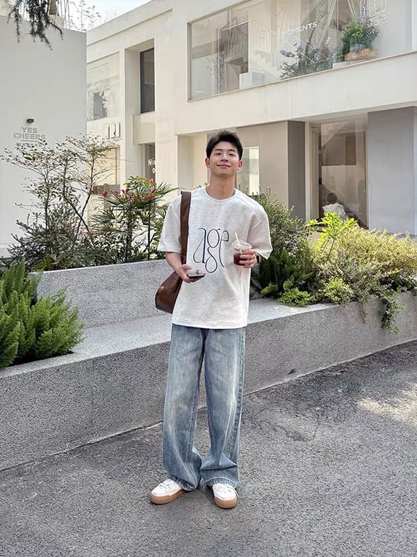 Light Blue Straight Leg Jeans for Men Summer Thin Loose Wide Leg Casual Pants 2025 New Style