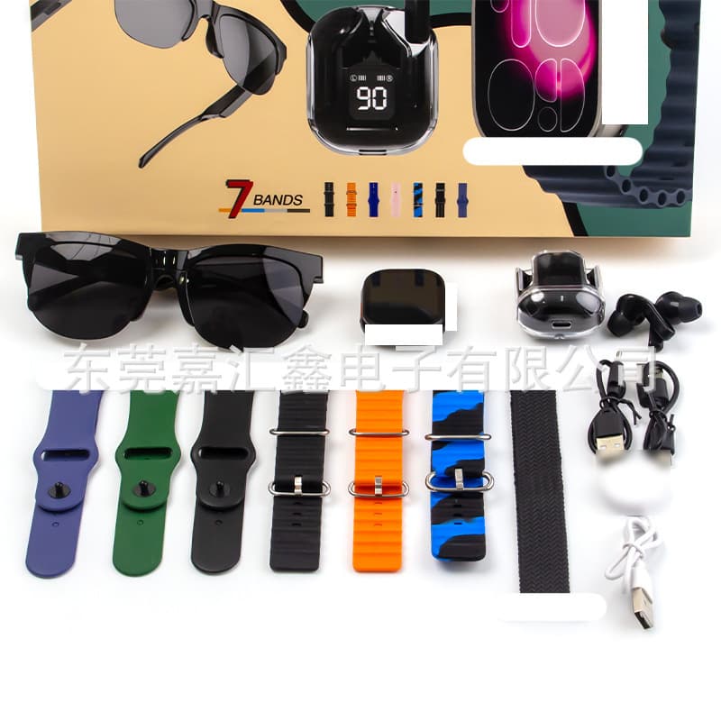 Smart watch GUS-102 Bluetooth call 10in1 multi-strap earphones smart glasses set source factory