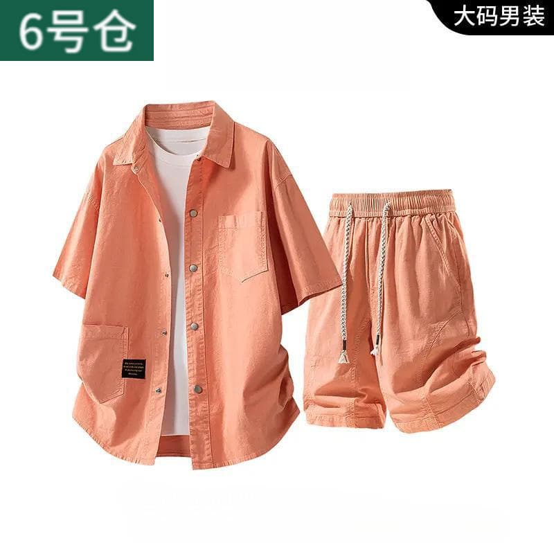 Dopamine Fashion Suit Men's Summer Workwear Style American Trendy Oversized Shirt Casual Sports
