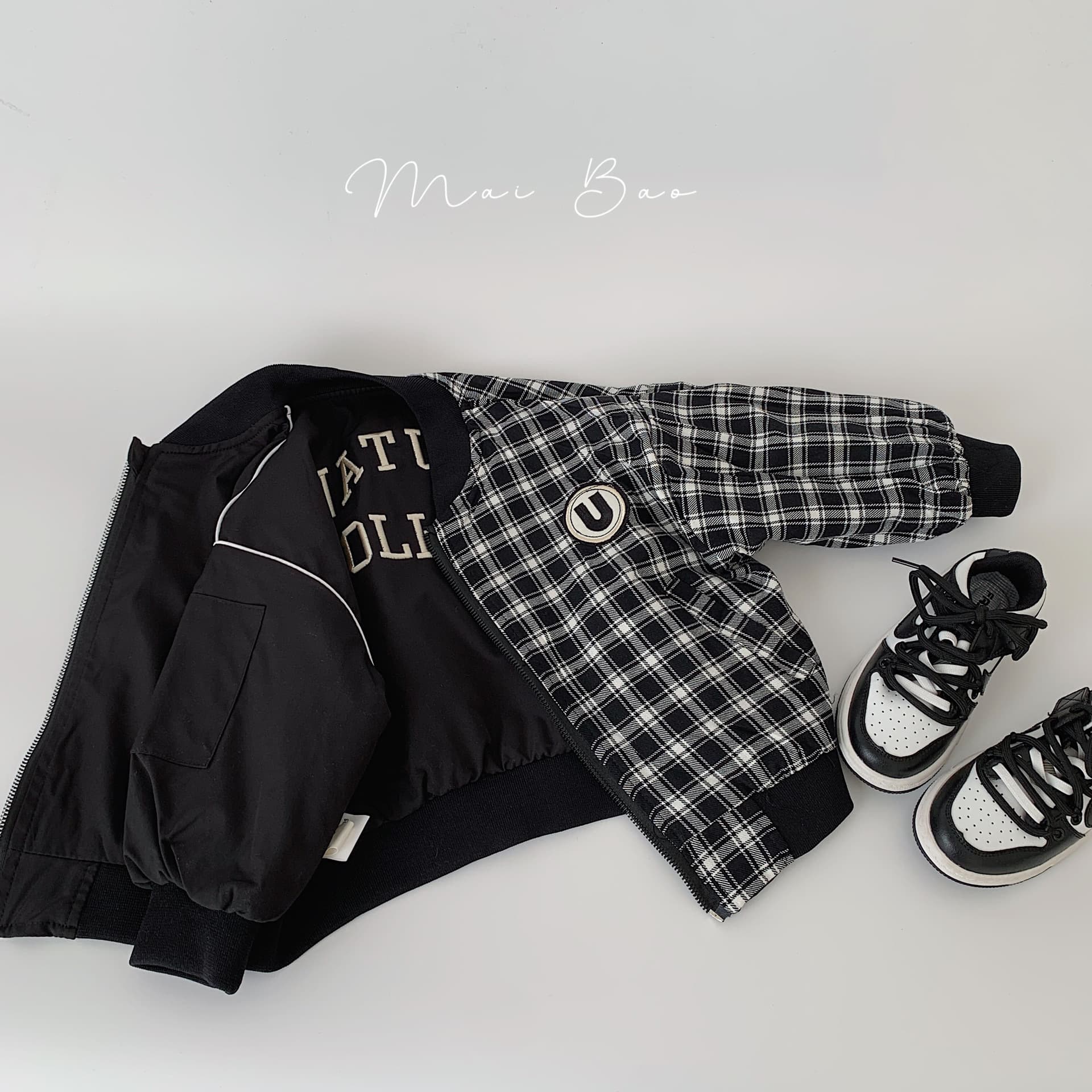 Maibao 2025 Spring/Autumn New Arrival Casual Outerwear Boys' Children's Fashion Two-sided Wear Jacket Stylish Embroidered Letters
