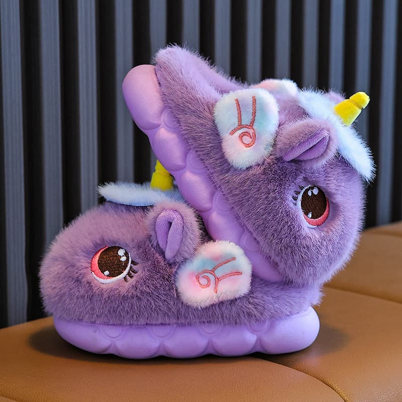Winter Children's Cotton Slippers 2025 New Style Girls' Cute Cartoon Princess Home Warm Mother-Daughter Matching Furry Shoes