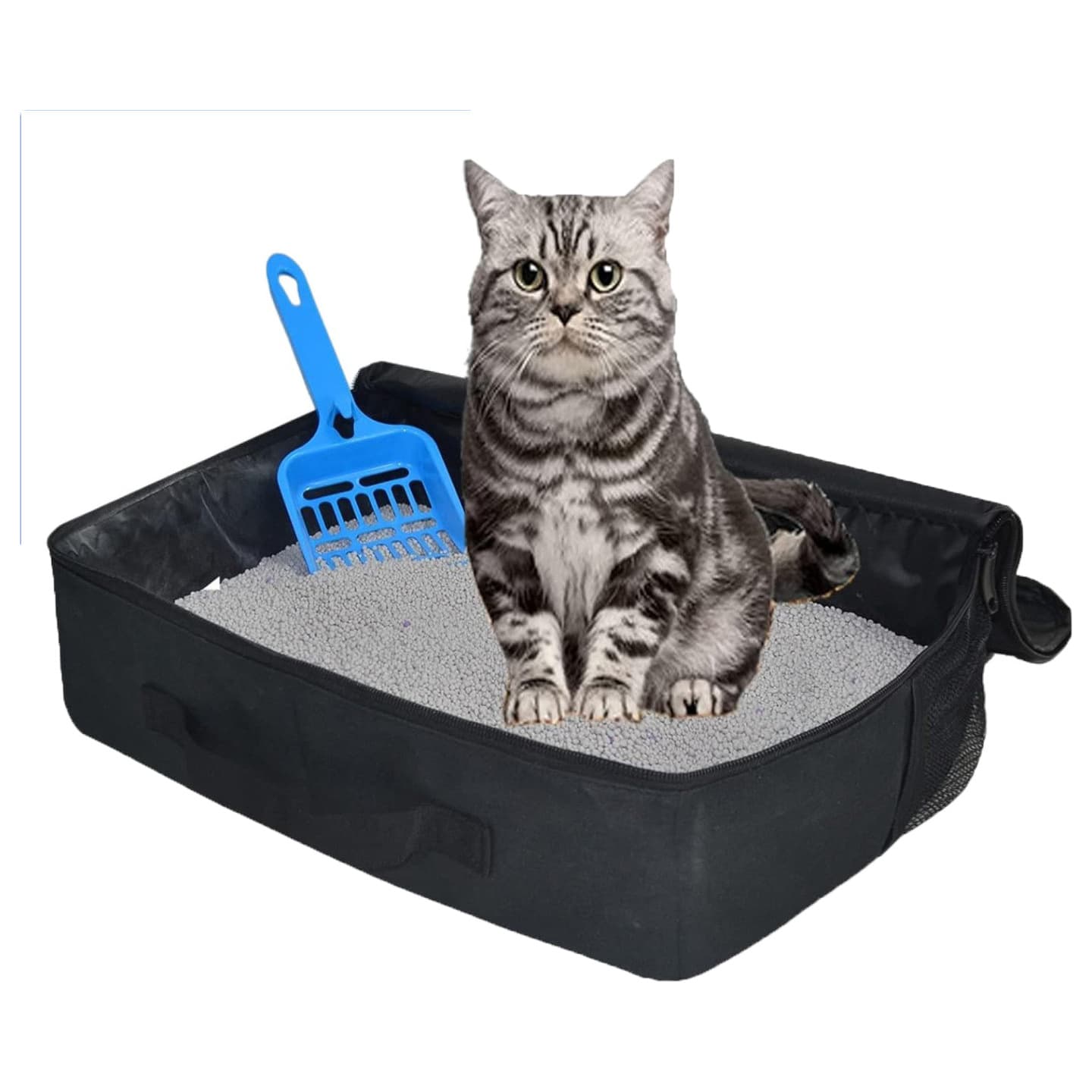 Portable Travel Cat Litter Box, Oxford Cloth Folding Cat Toilet, Easy to Clean Cat Litter Box