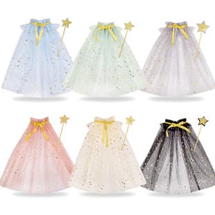 Cross-Border Hot Selling Children's Fairy Mesh Cape Thin Party Performance Costume Decorative Prop Star Wand