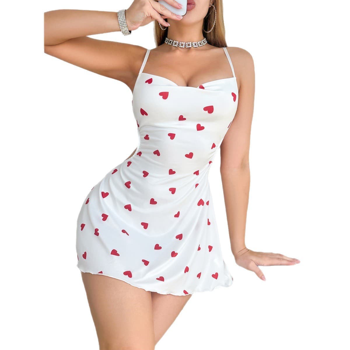 New Cross-Border Plus Size Women's Pajamas Summer Stock Sexy Camisole Loungewear Ice Silk Satin Nightgown Wholesale