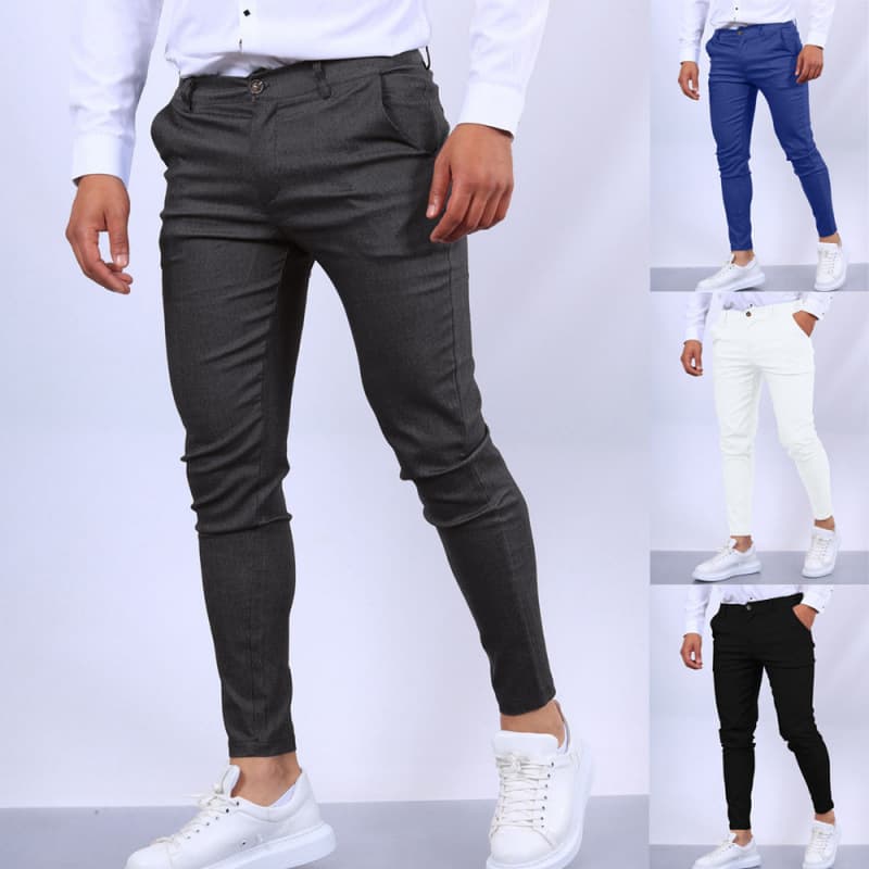 Cross-border Trade Men's Casual Trousers Korean Style Straight Leg Dress Pants Business Pants Solid Color Slim Fit Formal Pants