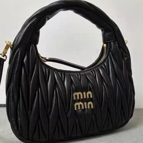 miu New DIY Fashion Light Luxury Hobo Pleated Cloud Bag Versatile Crossbody Handheld Underarm Shoulder Bag