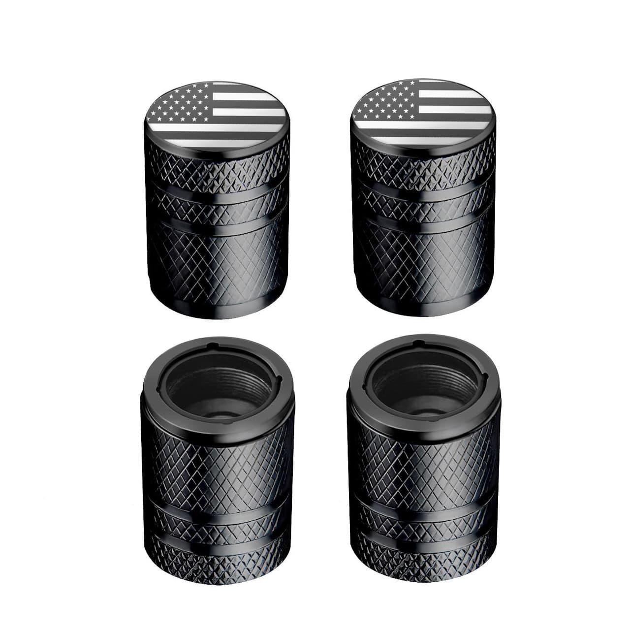 Car Tire Aluminum Alloy Colored American Style Valve Caps with Inner Plastic Protection, Dustproof Valve Stem Caps for Sedans