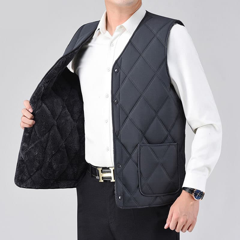 2025 New Autumn/Winter Men's Vest Fleece-Lined Thickened Warm Sleeveless, Cold Protection Large Size Middle-Aged/Elderly Sleeveless Dad-Style