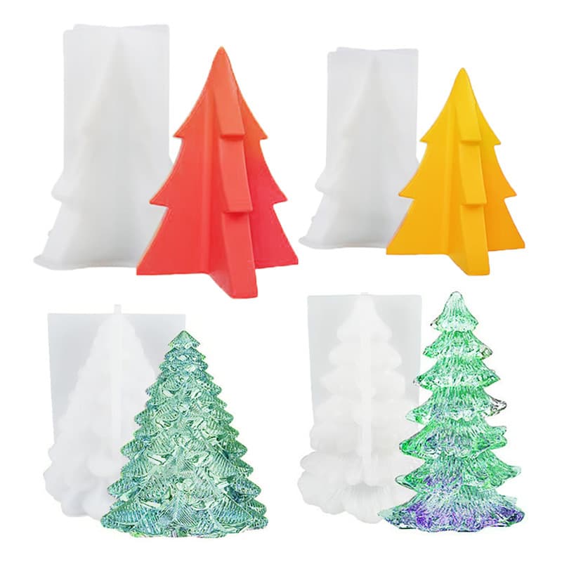 DIY Crystal Resin Plaster Mold, Aromatherapy Candle 3D Christmas Tree Decoration Silicone Mold