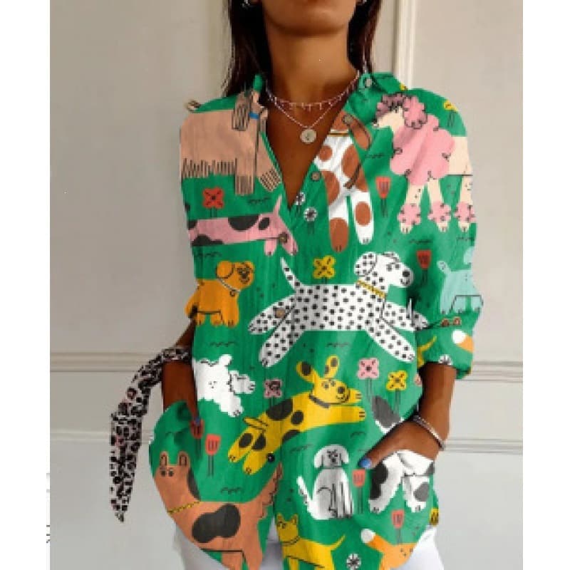 2026 New Cross-Border Europe and America Hot Selling Women's Long Sleeve Mid-Length 3D Printed Shirt Summer Trendy Print Pattern