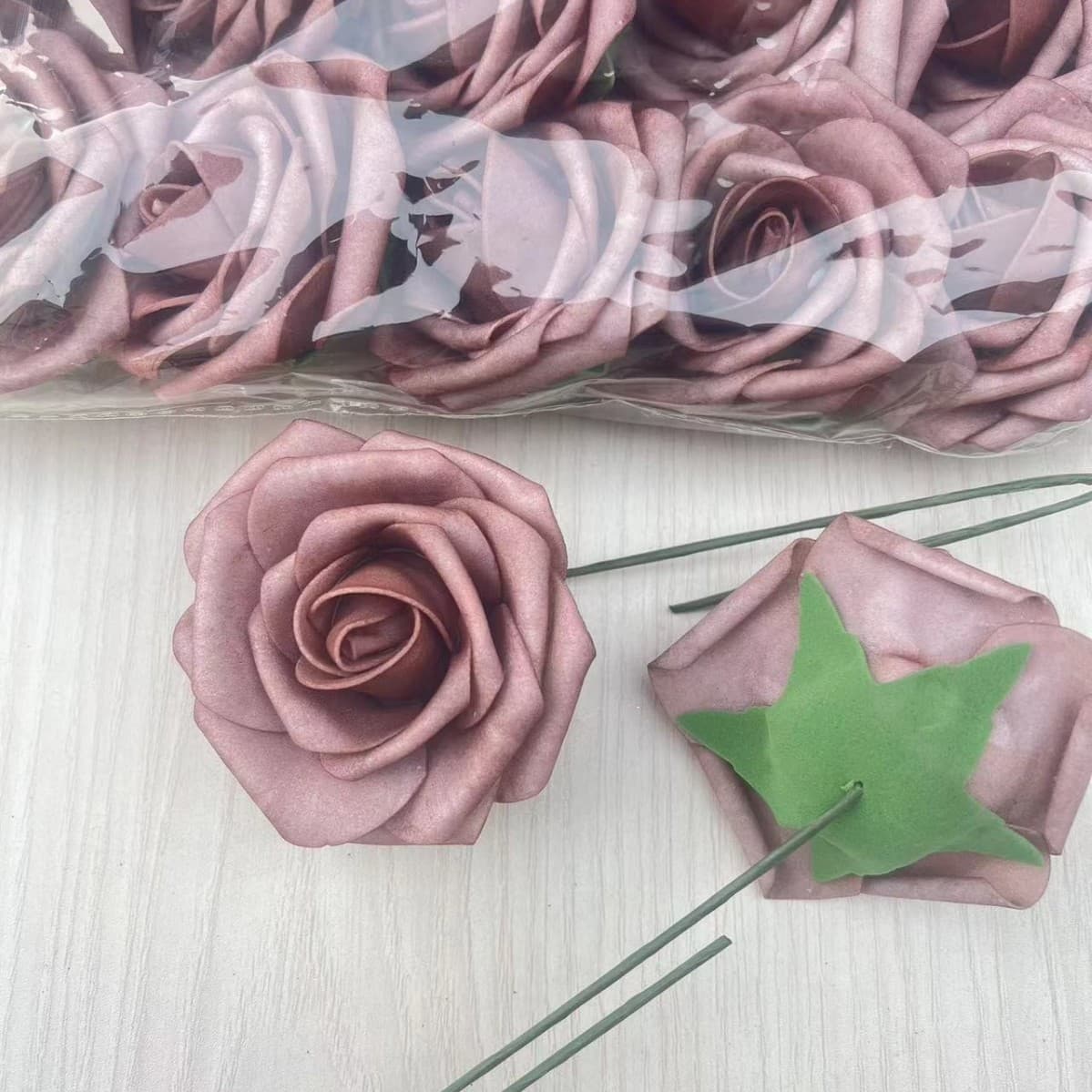 Artificial PE Foam Rose 8CM with Stem PE Artificial Flower Wedding Bouquet Aisle Guide Flower Factory Wholesale