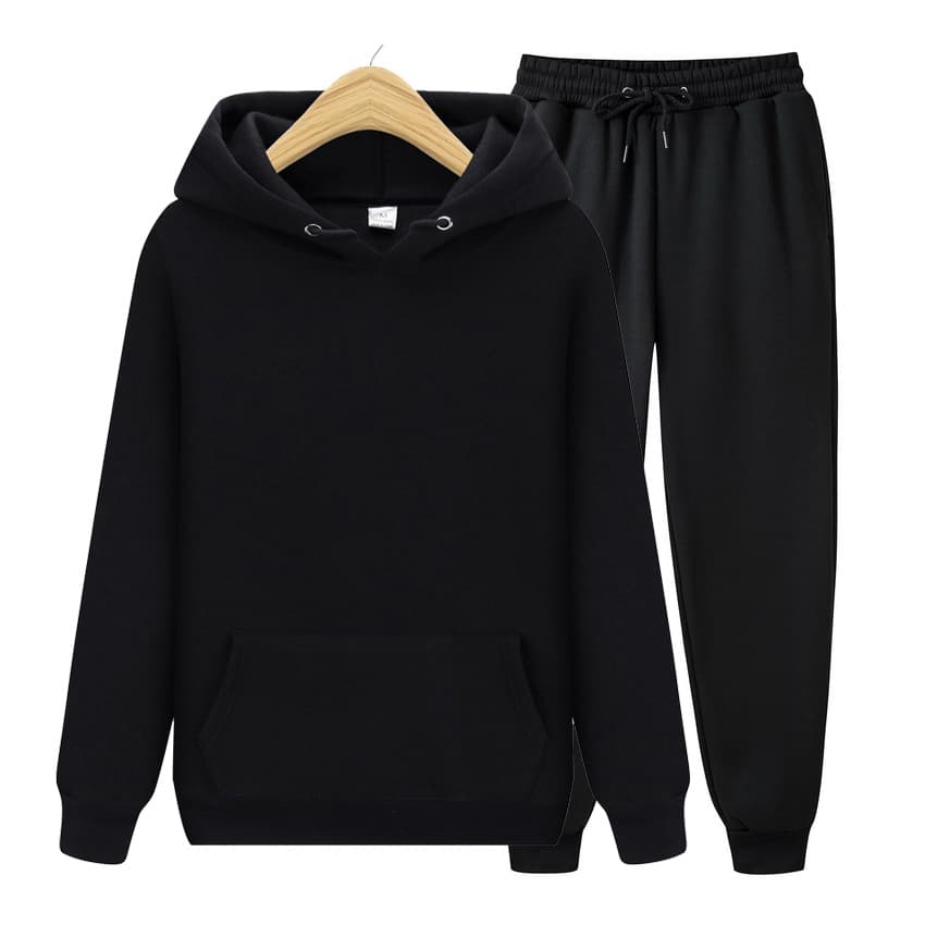 2023 Men's Pure Color Hoodie Sweatshirt Sports Set Fleece Long Sleeve Casual Outfit European Size Hooded Tracksuit