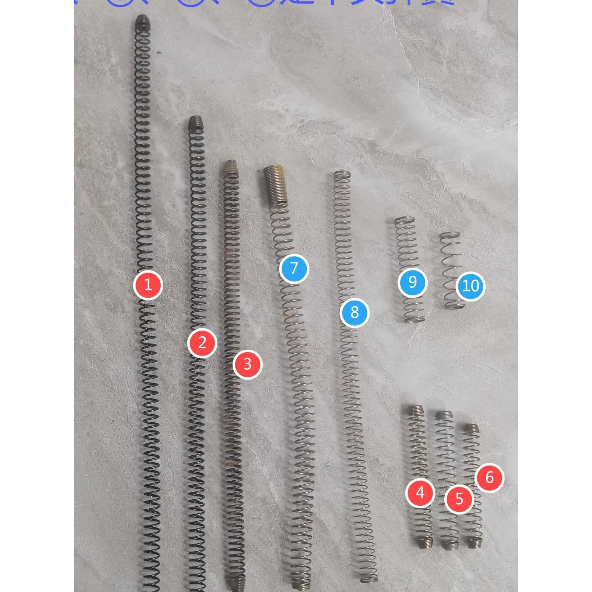 Various constant high speed and medium speed knitting machines, spindle springs, spindle rod springs, tension spring knitting machines, tension springs