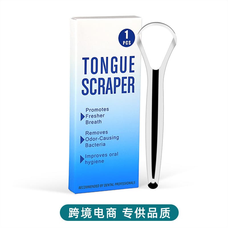 Wholesale Stainless Steel Tongue Scraper Oral Bad Breath Remover Tongue Coating Brush Scraper Board Tongue Cleaner Set
