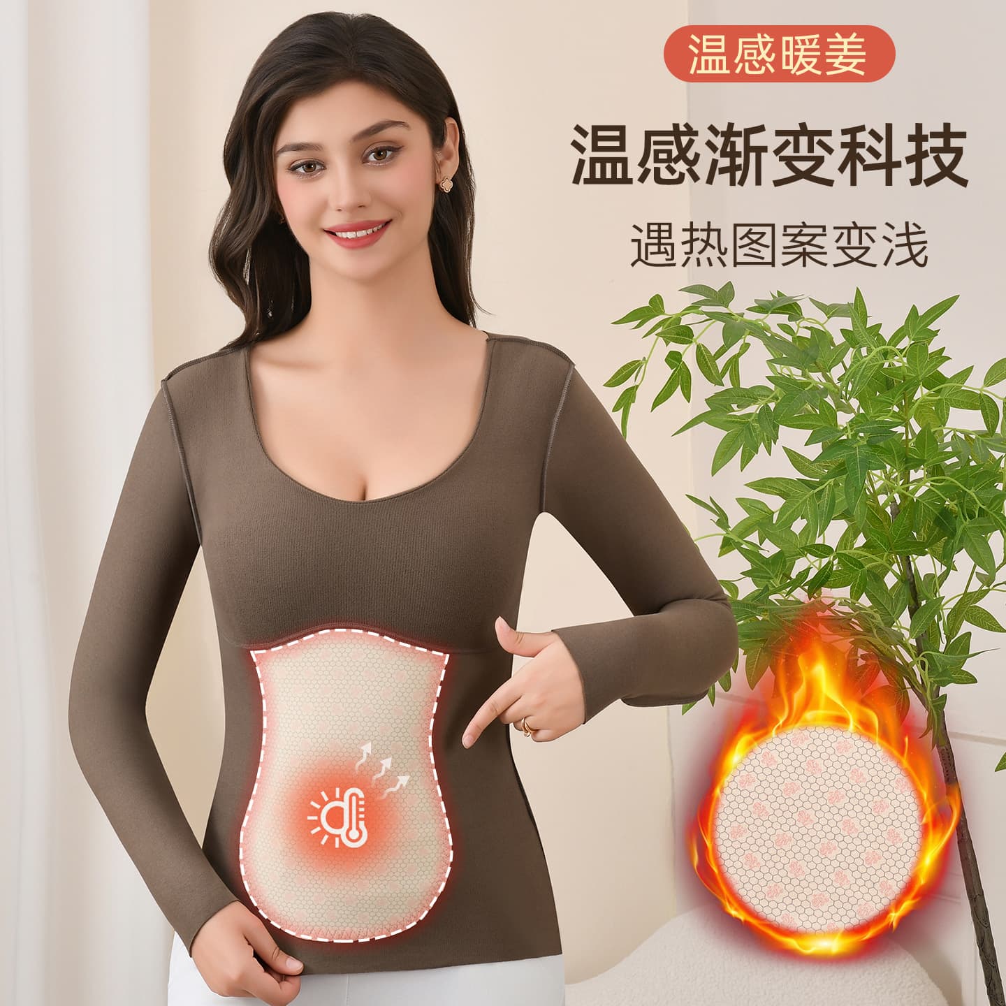 Dralon Autumn/Winter Thermal Underwear, Women's Fleece-Lined Thickened Set Base Layer, Self-Heating Long-Sleeve Thermal