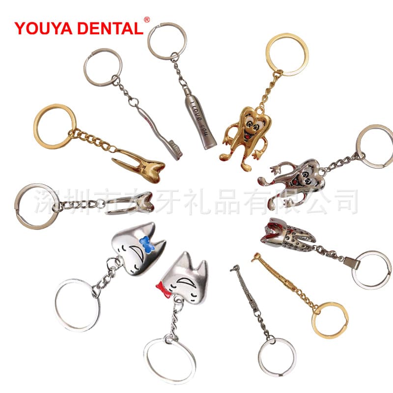 Creative Tooth Keychain Dentist Pendant Phone Mirror Pliers Dental Tray Oral Cavity Small Gift Factory Wholesale
