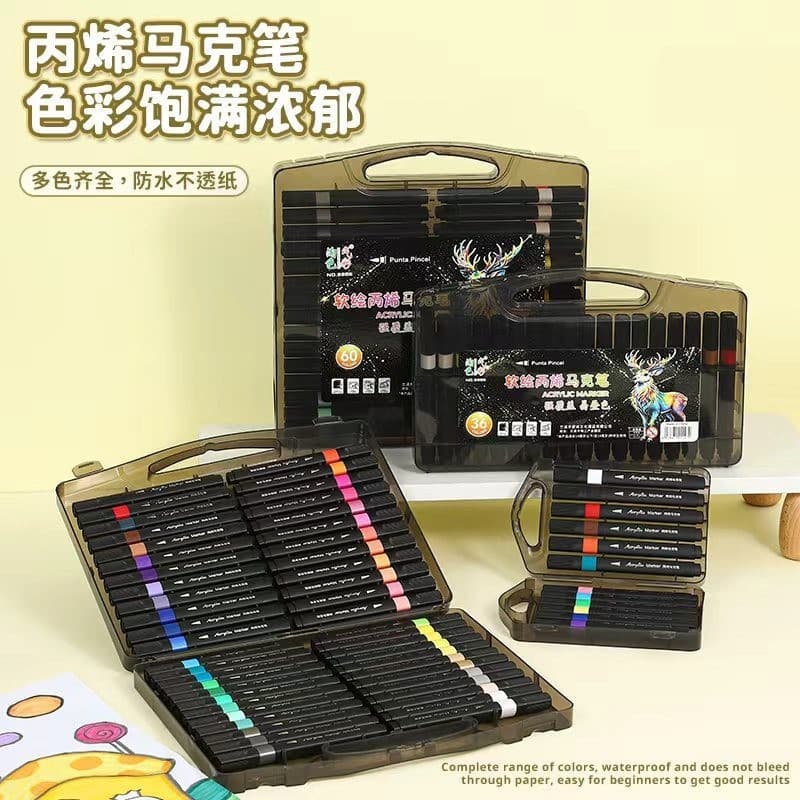 Naughty Colors Acrylic Marker Pen Soft Tip for Elementary Students Non-Bleeding Blendable Acrylic Marker Pen