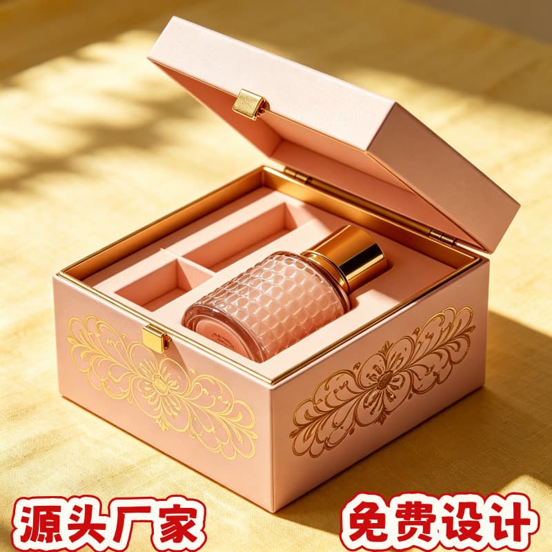Pink Gold-Stamped Engraved Perfume Gift Box, Niche Luxury Fragrance Gift Box, High-End Empty Box for Birthday Gifts