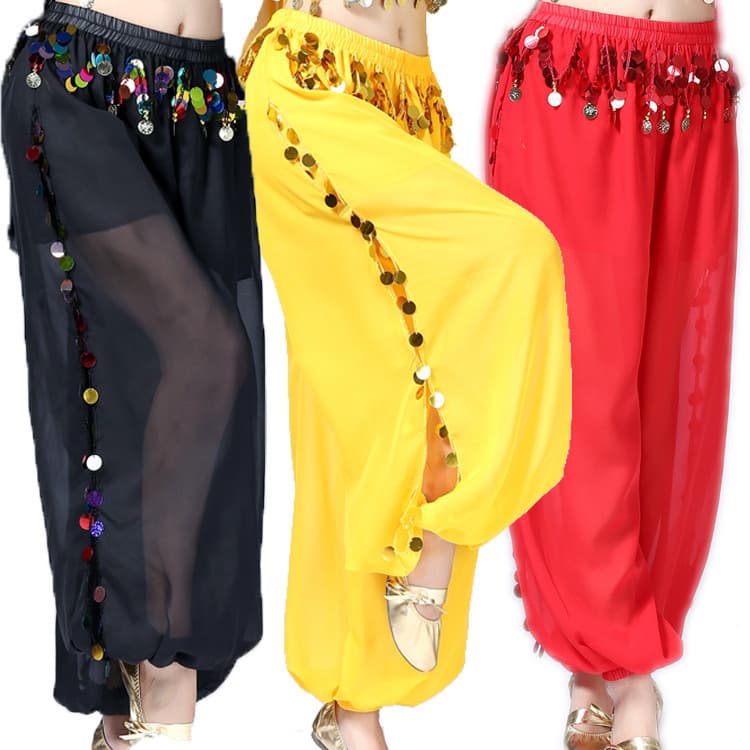 New Belly Dance Pants Sequin Performance Wear Indian Stage Performance Harem Pants Dance Practice Sequin Wide-Leg Pants
