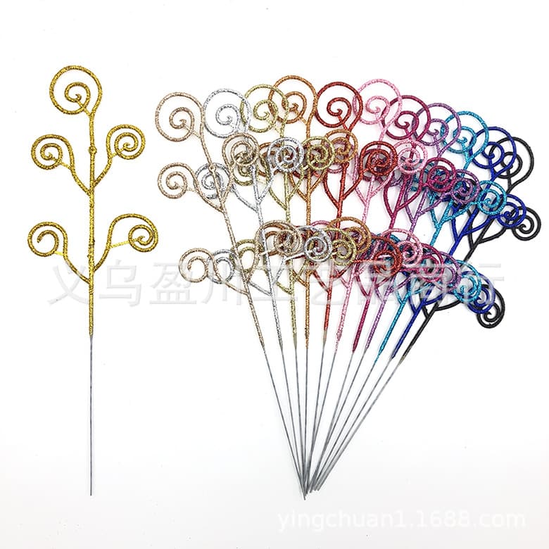 30cm*9cm Gold Dust Candy Ring Leaves, Cross-Border Christmas Holiday Christmas Tree Decor Accessories Factory Direct