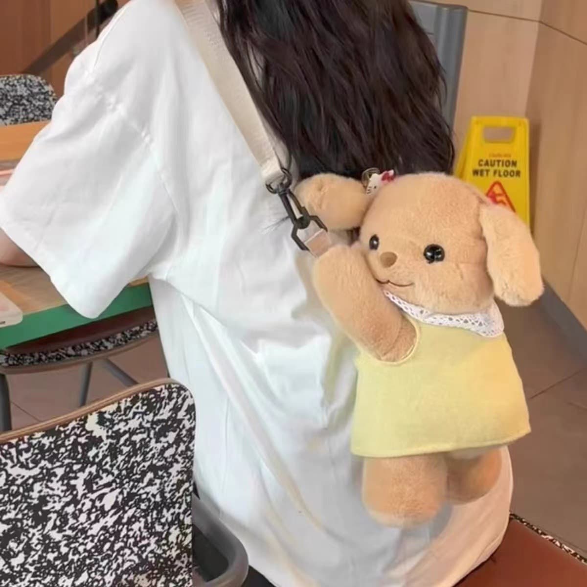 Japanese Style Ins Cute Lying Dog Plush Toy Bag Doll Plushie Cartoon Cute Single Shoulder Crossbody Bag for Women