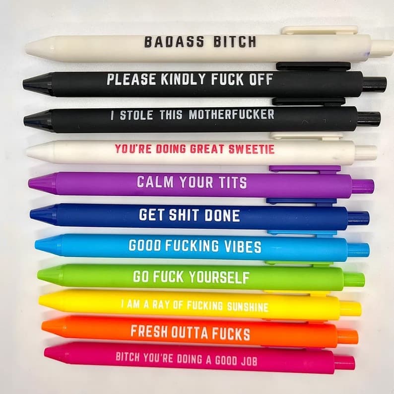 11Pcs Funny Pens 11 Funny Pen Set Funny Text Gel Pen Press Ballpoint Pen