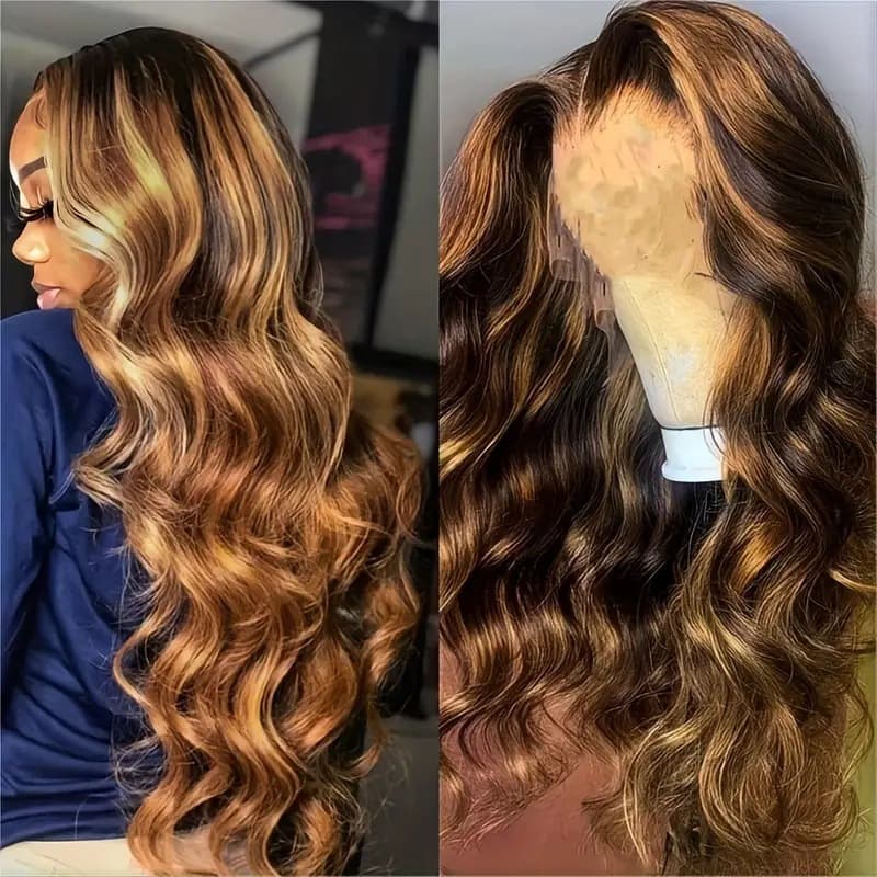 Cross-Border European and American Fashion Piano Color Wig, African Hot Selling Front Lace Big Wave Curly Wig