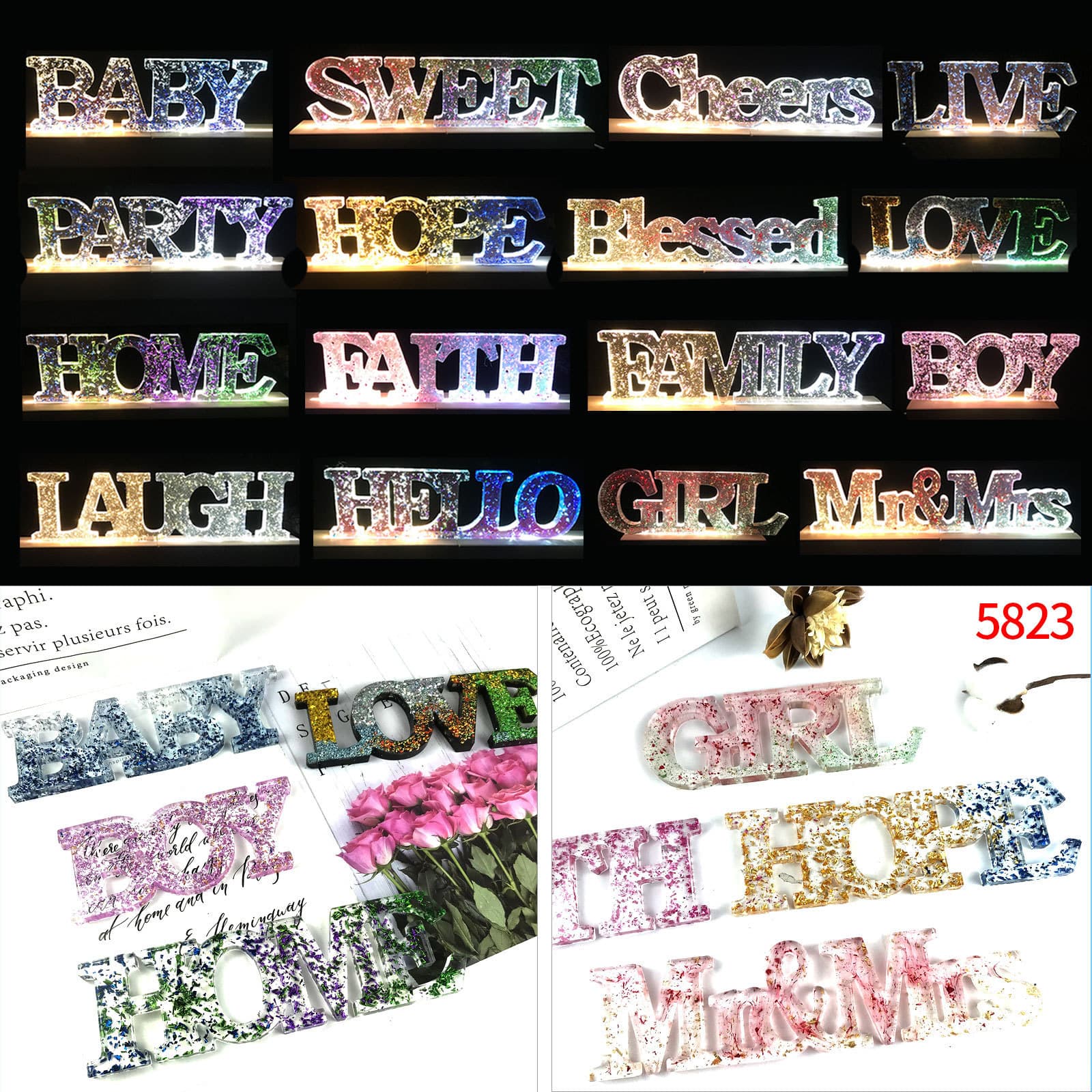 LOVE letter ornaments silicone mold diy Christmas letter ornaments wedding English word combination silicone mold