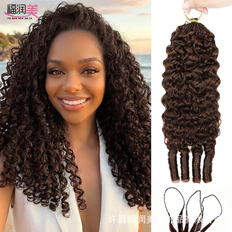 Feather Hair Extensions Human Hair 4# Burmese Curly Feather Hair Extensions European and American Hair Extensions