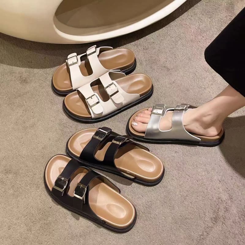 2026 Summer Thick-Soled Birkenstock Sandals for Women, New Retro Casual Belt Buckle Open-Toe Slip-On Sandals