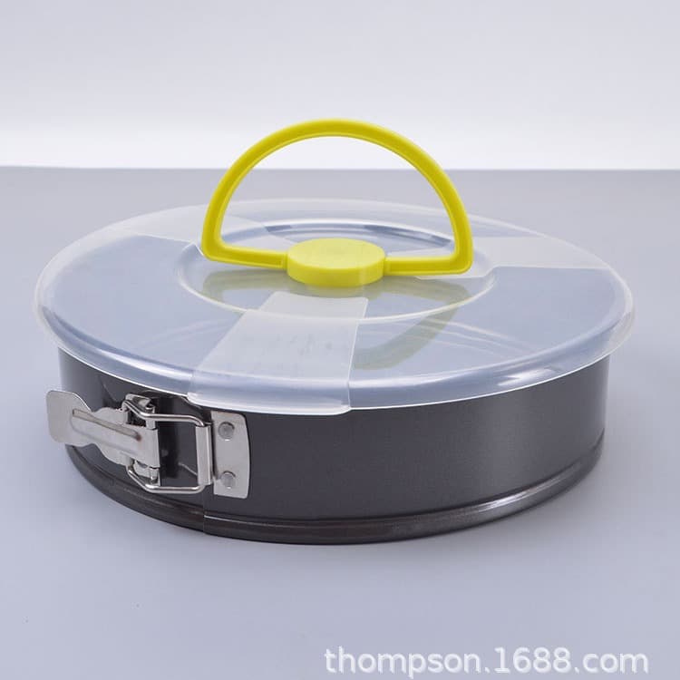 Cake Plate with Lid and Handle, Plastic Cake Mold with Lock Buckle Bottom, Carbon Steel Baking Pan, Chiffon Cake Mold