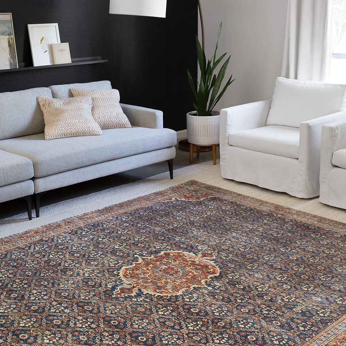 Classic Persian Crystal Velvet Rug, Luxury Living Room Stain-Resistant Easy-Clean Carpet, Sofa Coffee Table Rug, Drop Shipping